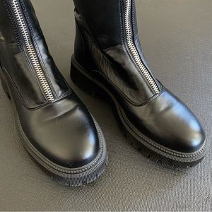 French Connection - Black Zip Combat Motorcycle Boots
